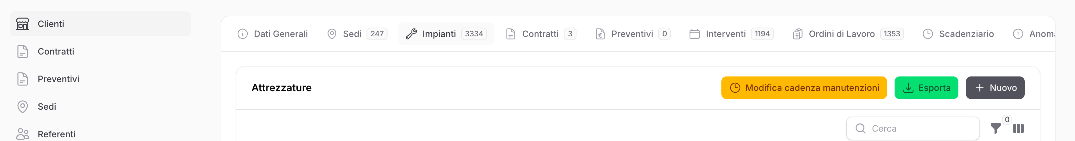 Schermata del passaggio 1: Aprire l’azione dalla scheda del Cliente